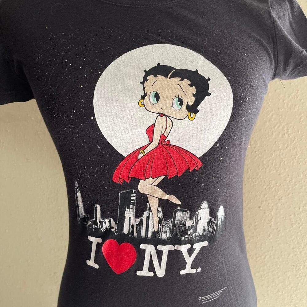 Y2K Betty Boop I love NY Baby Tee Shirt size Small - Picture 2 of 6